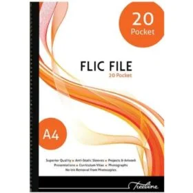 20‑page A4 display file with clear pockets, ideal for organizing documents.